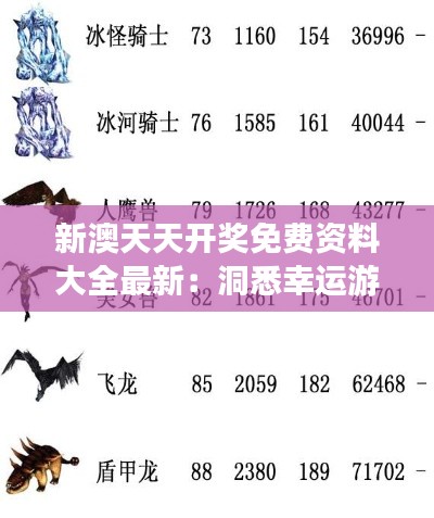 新澳天天开奖免费资料大全最新：洞悉幸运游戏新攻略