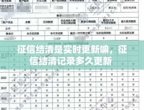 征信结清是实时更新嘛,征信结清记录多久更新