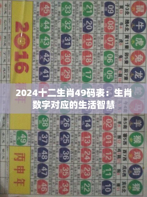 2024十二生肖49码表：生肖数字对应的生活智慧