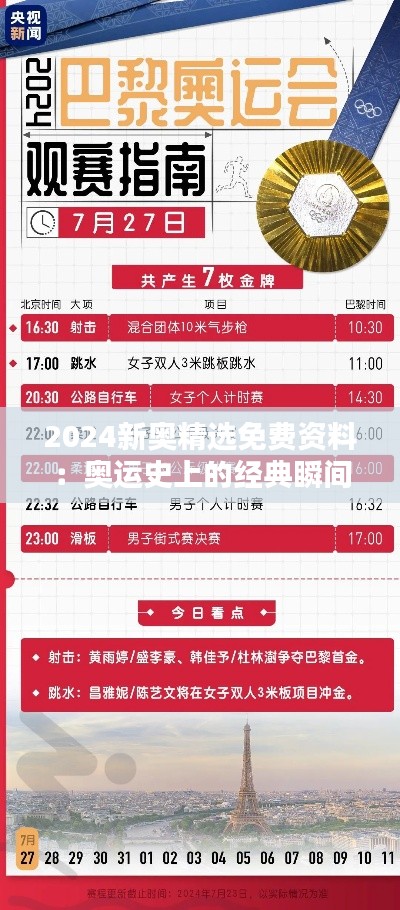 2024新奥精选免费资料:奥运史上的经典瞬间回顾