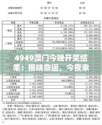 4949澳门今晚开奖结果:揭晓命运,今夜幸运
