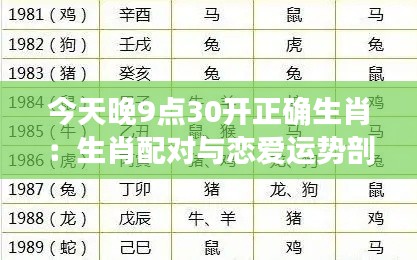 今天晚9点30开正确生肖:生肖配对与恋爱运势剖析
