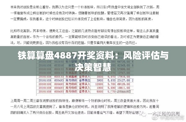 铁算算盘4887开奖资料：风险评估与决策智慧