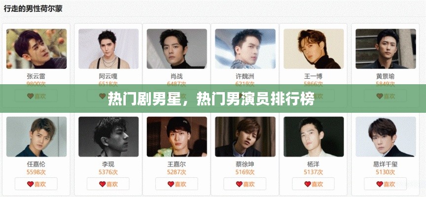 热门剧男星，热门男演员排行榜 