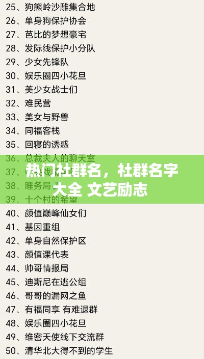 热门社群名，社群名字大全 文艺励志 