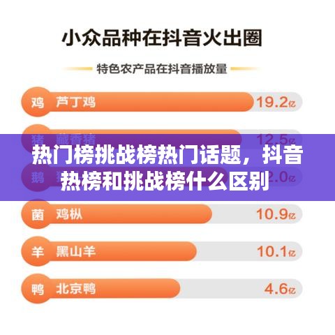 热门榜挑战榜热门话题，抖音热榜和挑战榜什么区别 