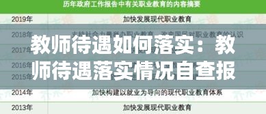 教师待遇如何落实：教师待遇落实情况自查报告 