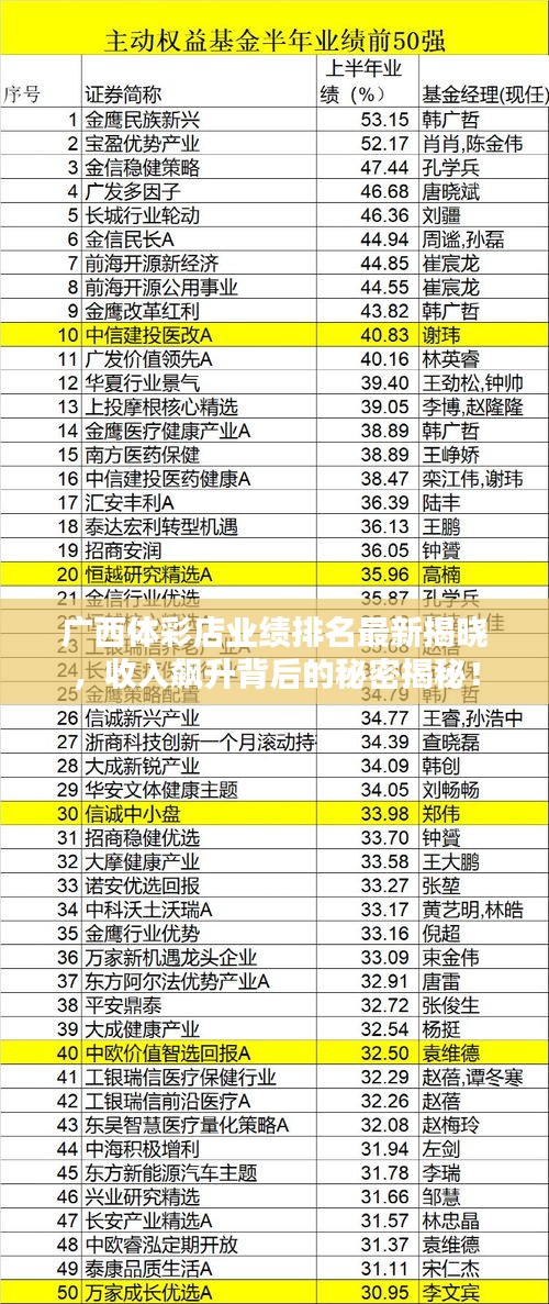 广西体彩店业绩排名最新揭晓，收入飙升背后的秘密揭秘！