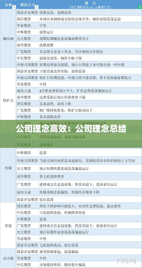 公司理念高效：公司理念总结 