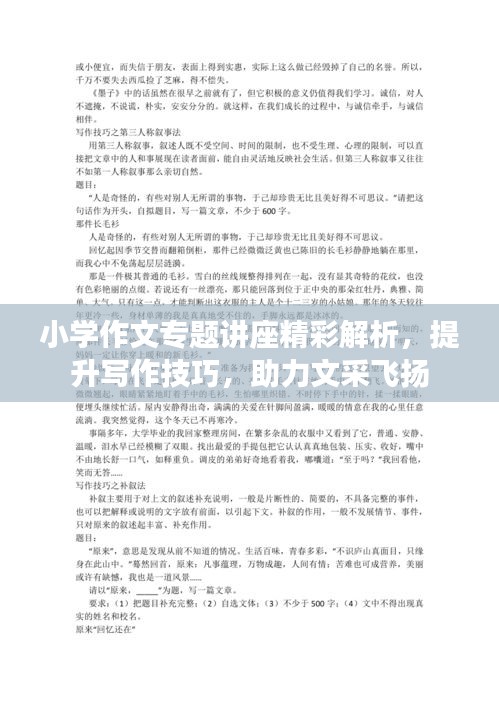小学作文专题讲座精彩解析,提升写作技巧,助力文采飞扬
