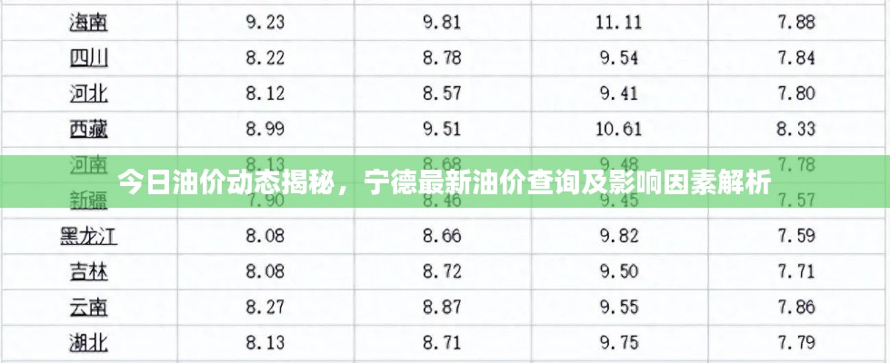 今日油价动态揭秘，宁德最新油价查询及影响因素解析
