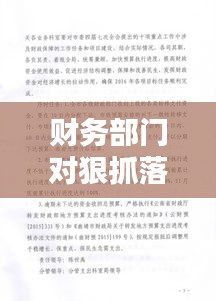 财务部门对狠抓落实措施：财务工作推进措施 