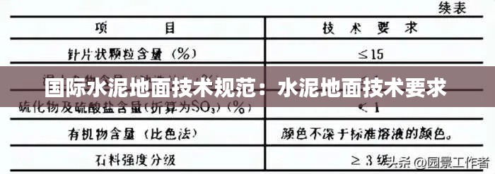 国际水泥地面技术规范：水泥地面技术要求 