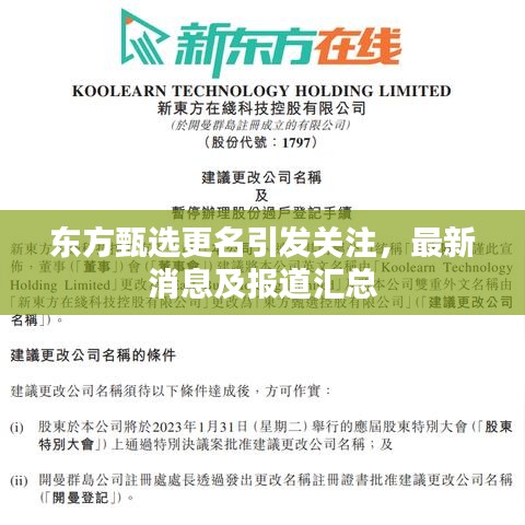 东方甄选更名引发关注，最新消息及报道汇总