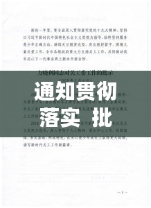 通知贯彻落实 批示:落实批示的报告