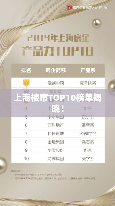 上海楼市TOP10榜单揭晓！