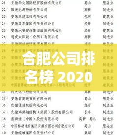 合肥公司排名榜 2020年概览,最新排名揭晓!