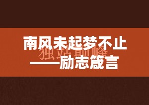 南风未起梦不止——励志箴言