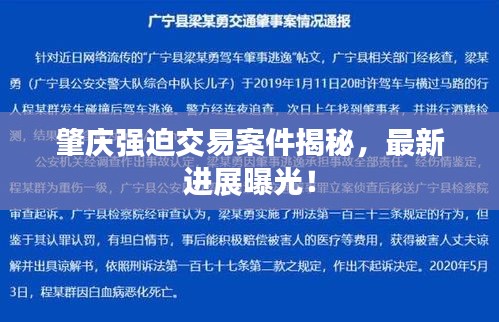 肇庆强迫交易案件揭秘，最新进展曝光！