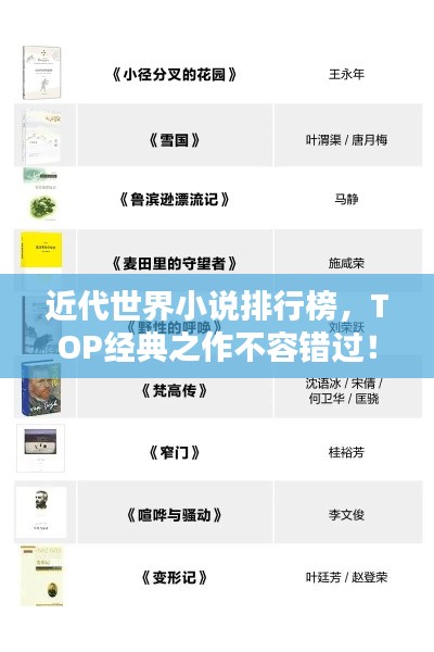 近代世界小说排行榜，TOP经典之作不容错过！